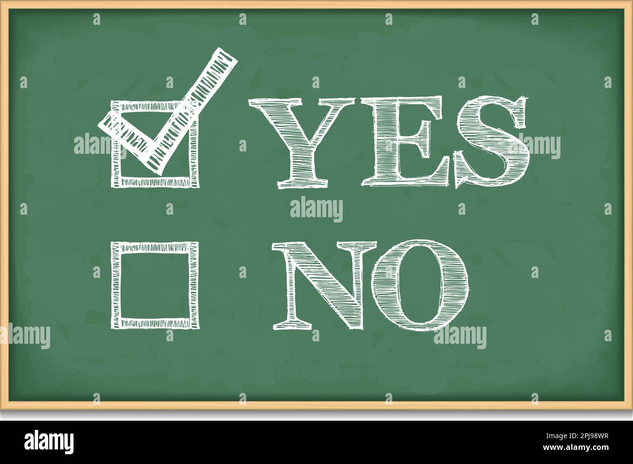 Yes and no with checkboxes on blackboard, vector eps10 illustration ...