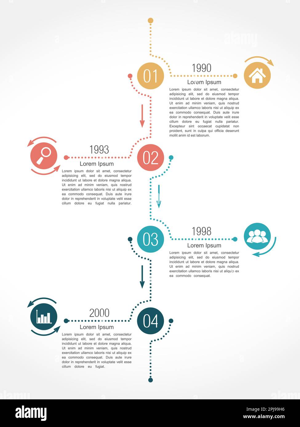 Timeline infographics design template with four elements, vector eps10 ...
