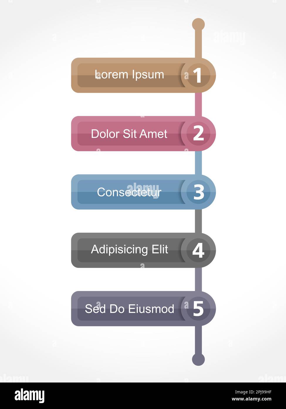 Design template with five elements with numbers and place for your text ...