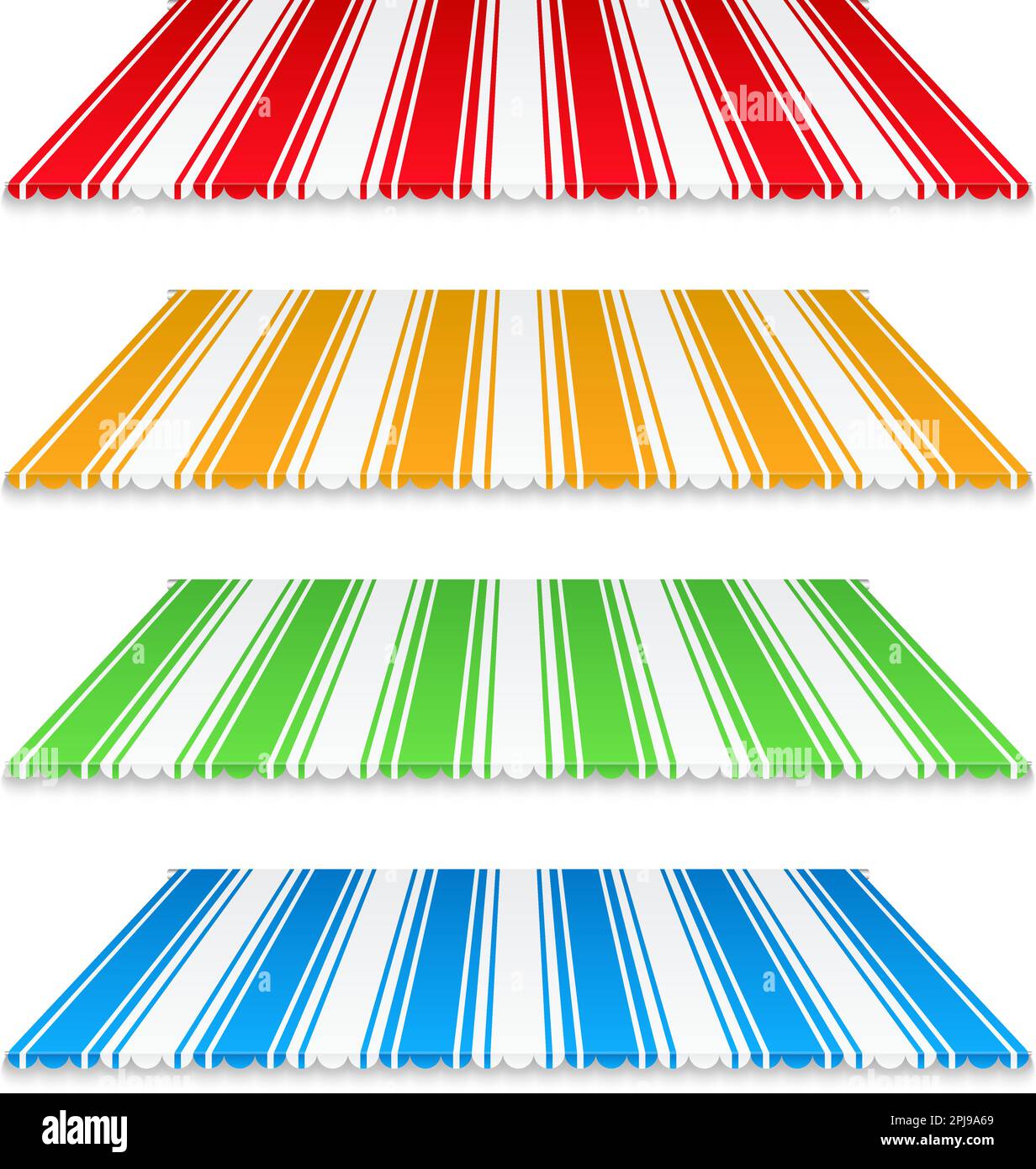 Set of colored awnings on white background, vector eps10 illustration Stock Vector