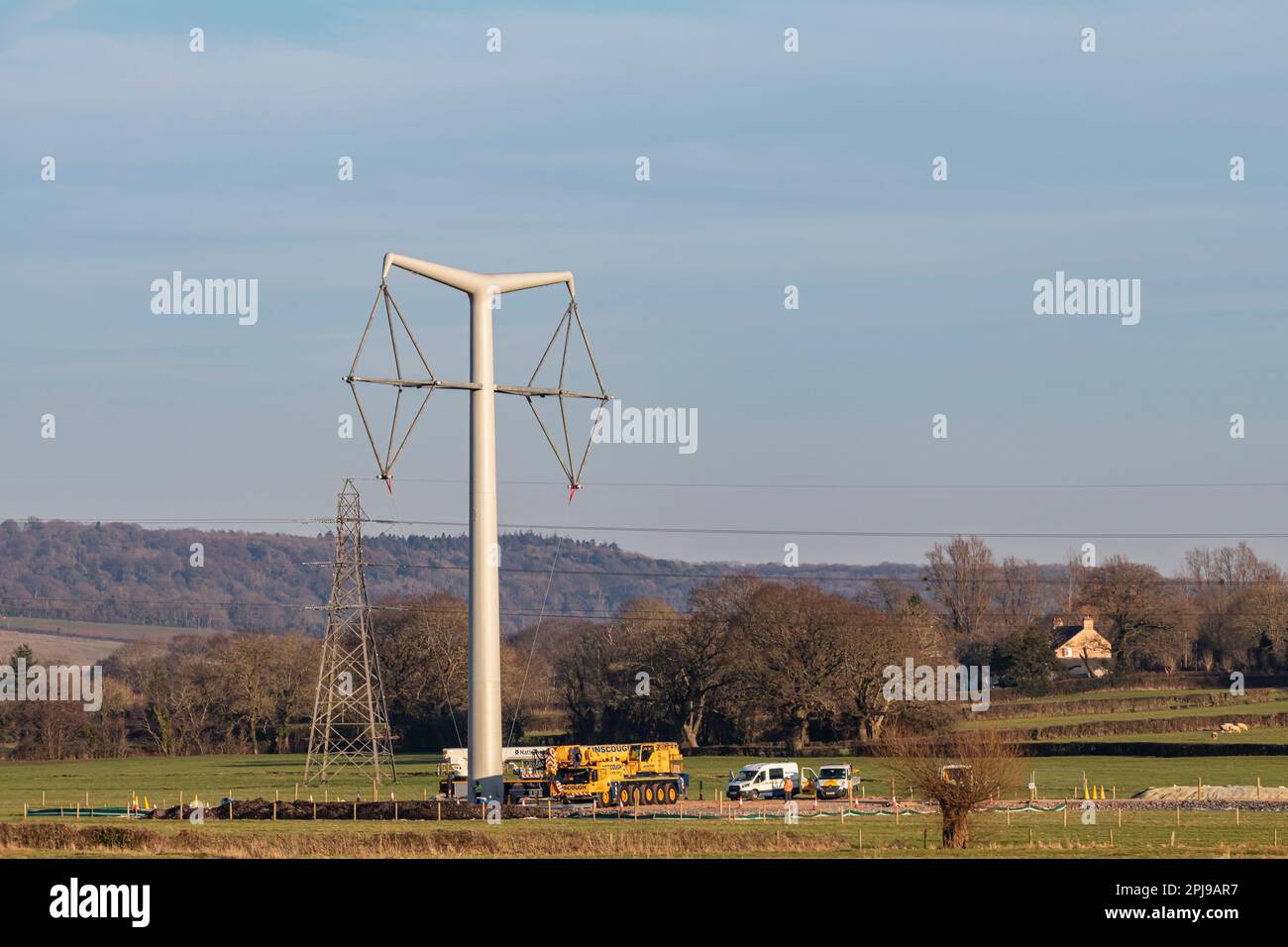 T Pylons under construction Stock Photo Alamy