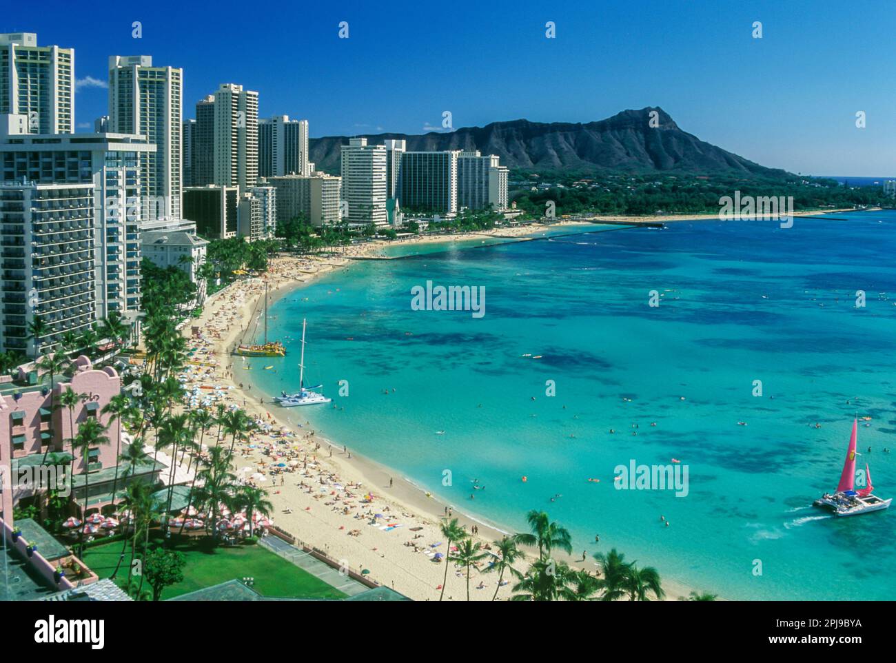 HOTELS WAIKIKI BEACH AND DIAMOND HEAD HONOLULU OAHU HAWAII USA Stock ...
