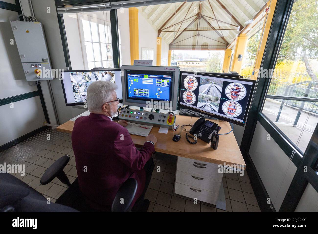 Dresden, Germany. 01st Apr, 2023. A dispatcher sits at his workplace at ...