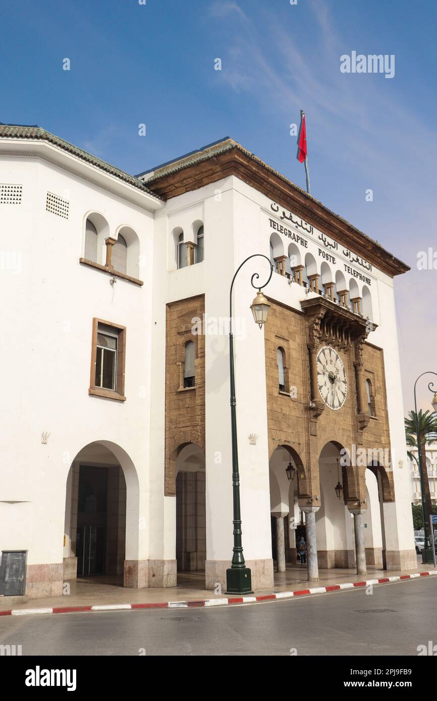 Telegraphe, Poste, Telephone Building in Rabat, Morocco as Morocco's Central Post Office Stock Photo