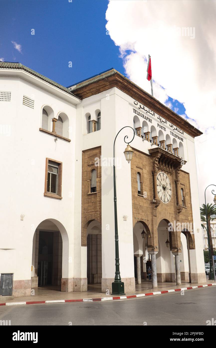 Telegraphe, Poste, Telephone Building in Rabat, Morocco as Morocco's Central Post Office Stock Photo