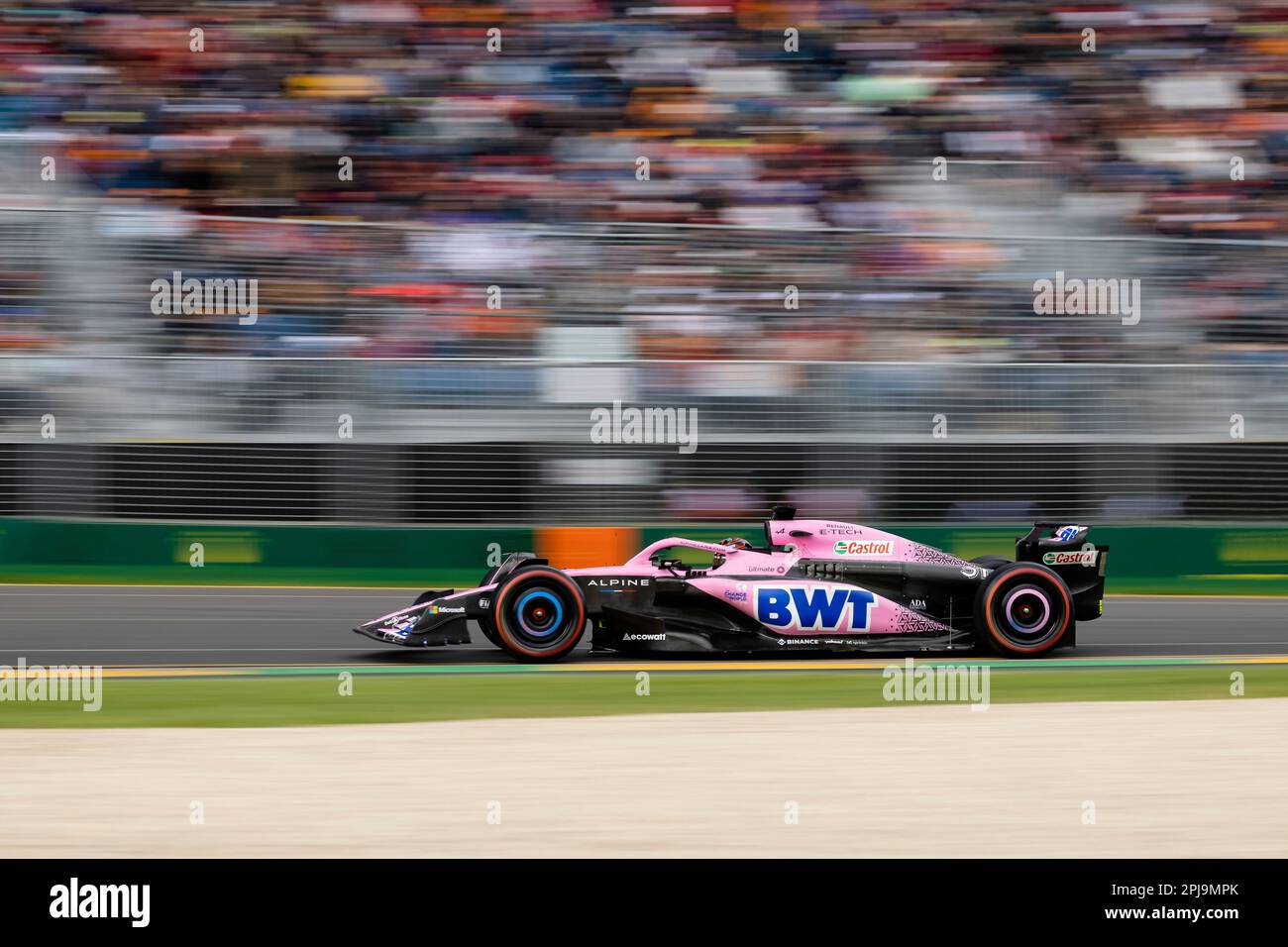 MELBOURNE, AUSTRALIA APRIL 01 Esteban Ocon (31) driving for BWT