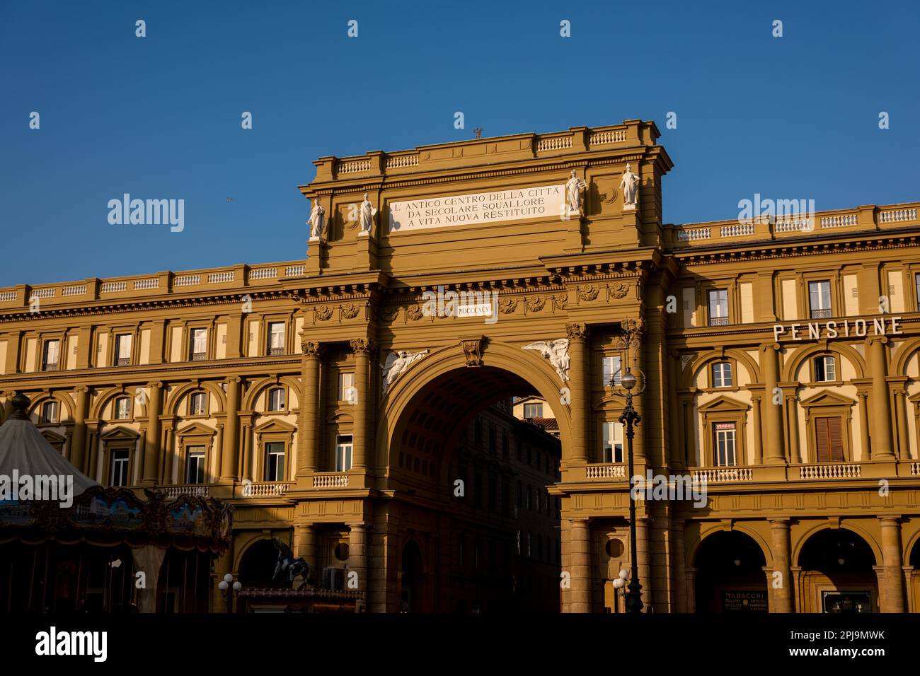 The arch in Piazza della Repubblica, Florence. Stock Photo
