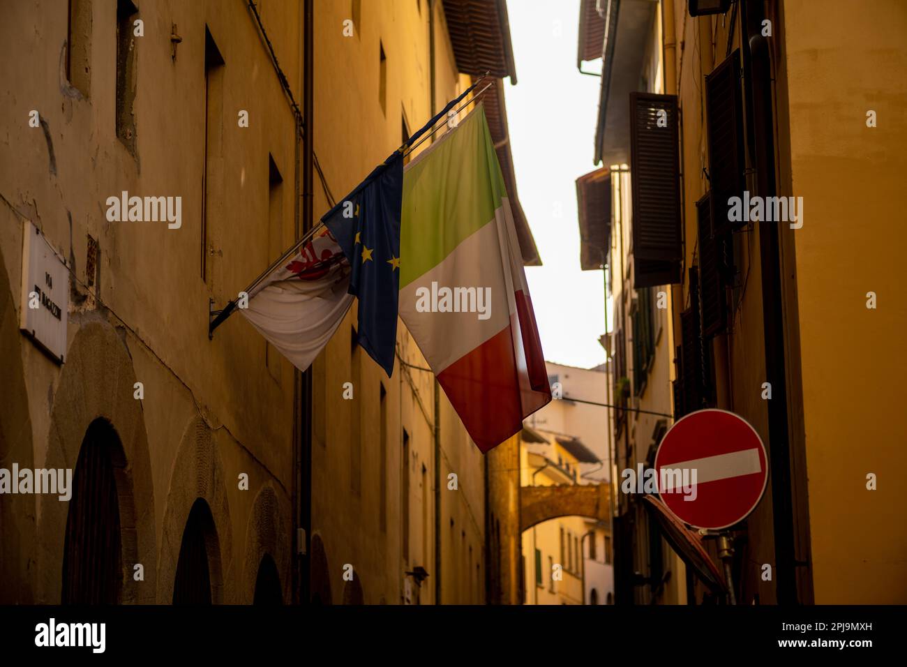 Italian national flag in the streets in Florence Stock Photo - Alamy