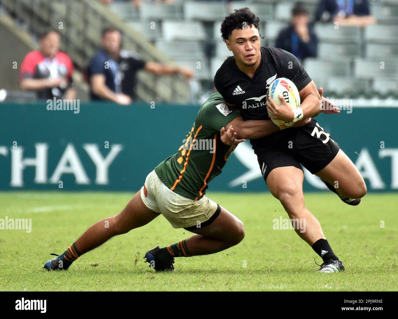 Hong Kong. 1st Apr, 2023. Xavier TitoHarris (R) of New Zealand