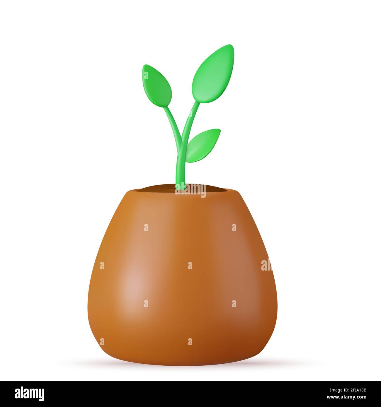 3d green plants in pot i Stock Vector