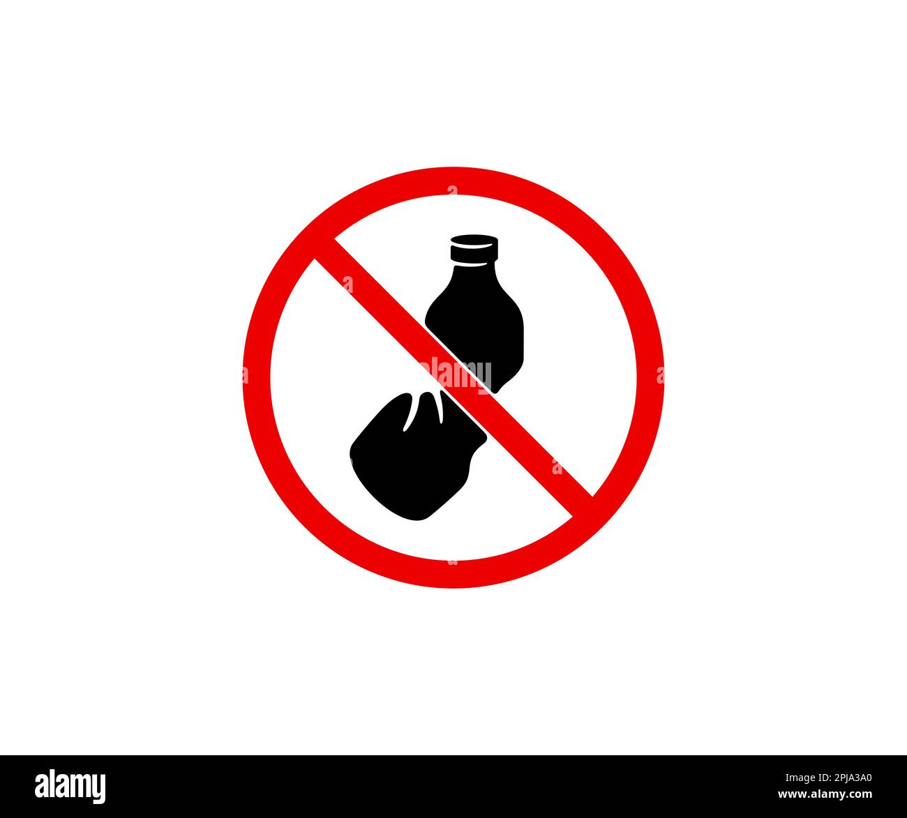 Prohibition sign and symbol, do not litter and don't throw away plastic, graphic design. Prohibited symbol, prohibited mark and forbidden sign Stock Vector