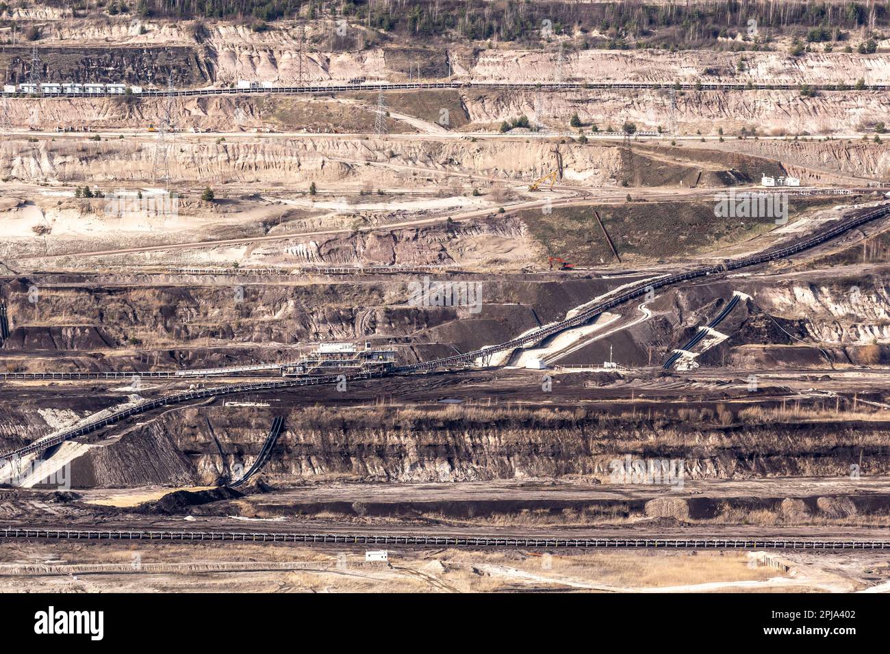 Belchatow, Poland. 01st Apr, 2023. A view of the lignite open-pit mine ...