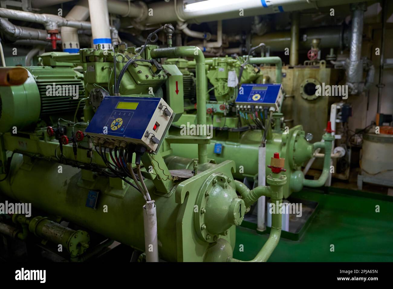 Ship's engine room. Vessel's ( Ship ) Engine Room Space / industrial