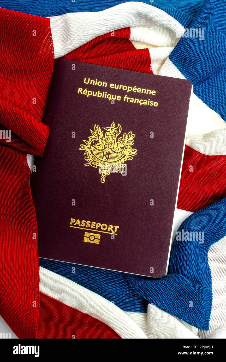French flag and passport Stock Photo Alamy