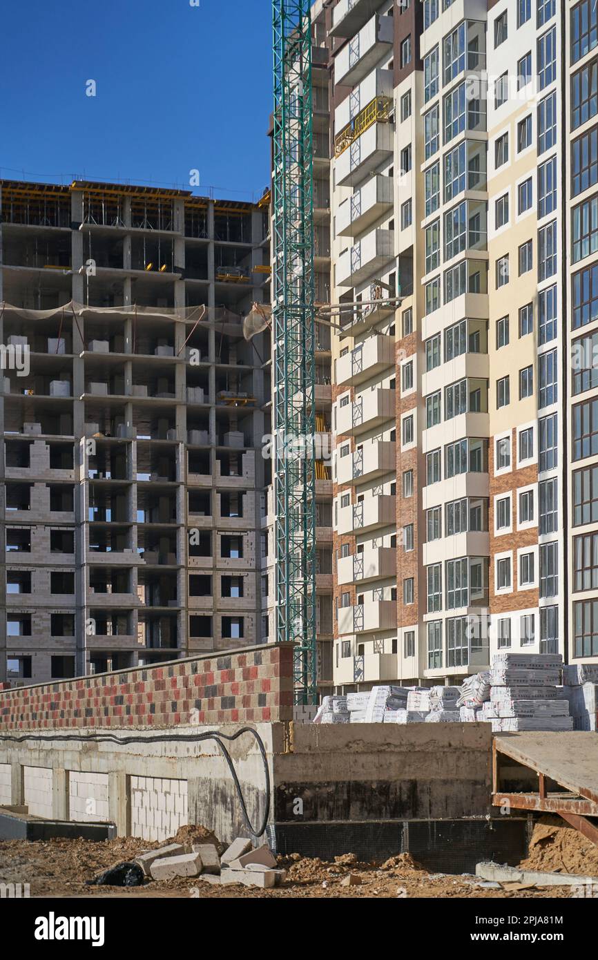 Construction site. High rise Building under construction. Construction ... - High Rise Residential Building Construction