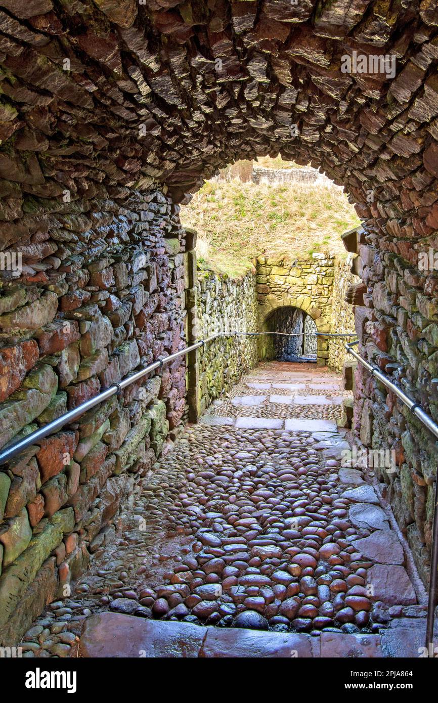 Dunnottar Castle Stonehaven Aberdeenshire Scotland the Pends a stone