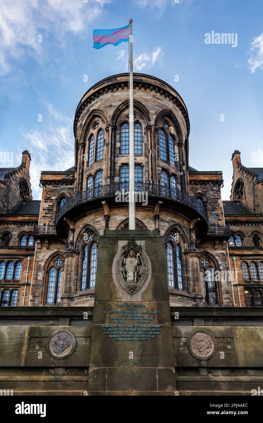Glasgow University flying the trans flag Stock Photo