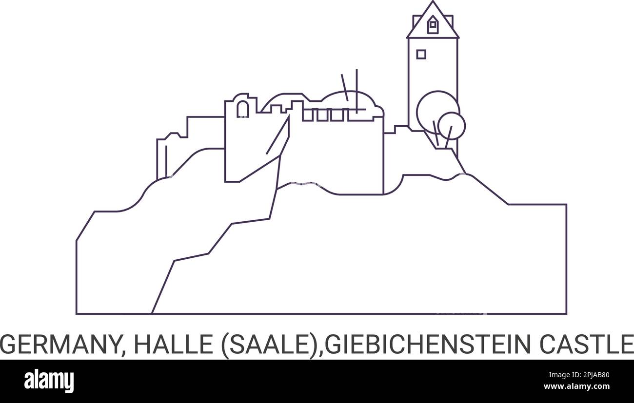 Germany, Halle Saale,Giebichenstein Castle, travel landmark vector illustration Stock Vector