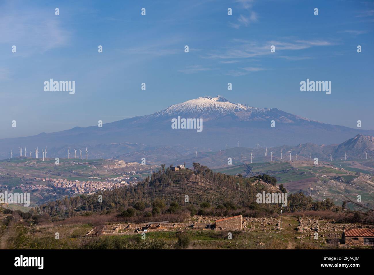 Panoramic view of the ancient greek city of with Etna