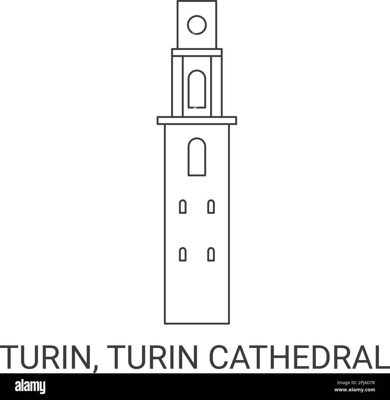 Italy, Turin, Turin Cathedral, travel landmark vector illustration Stock Vector