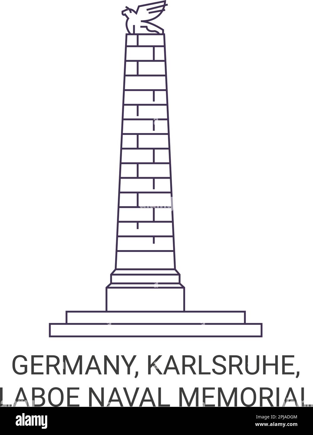 Germany, Karlsruhe, Laboe Naval Memorial travel landmark vector illustration Stock Vector