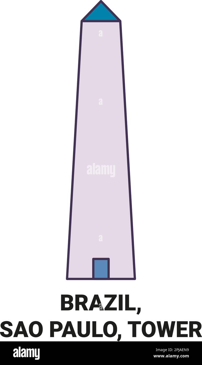 Brazil, Sao Paulo, Tower travel landmark vector illustration Stock ...