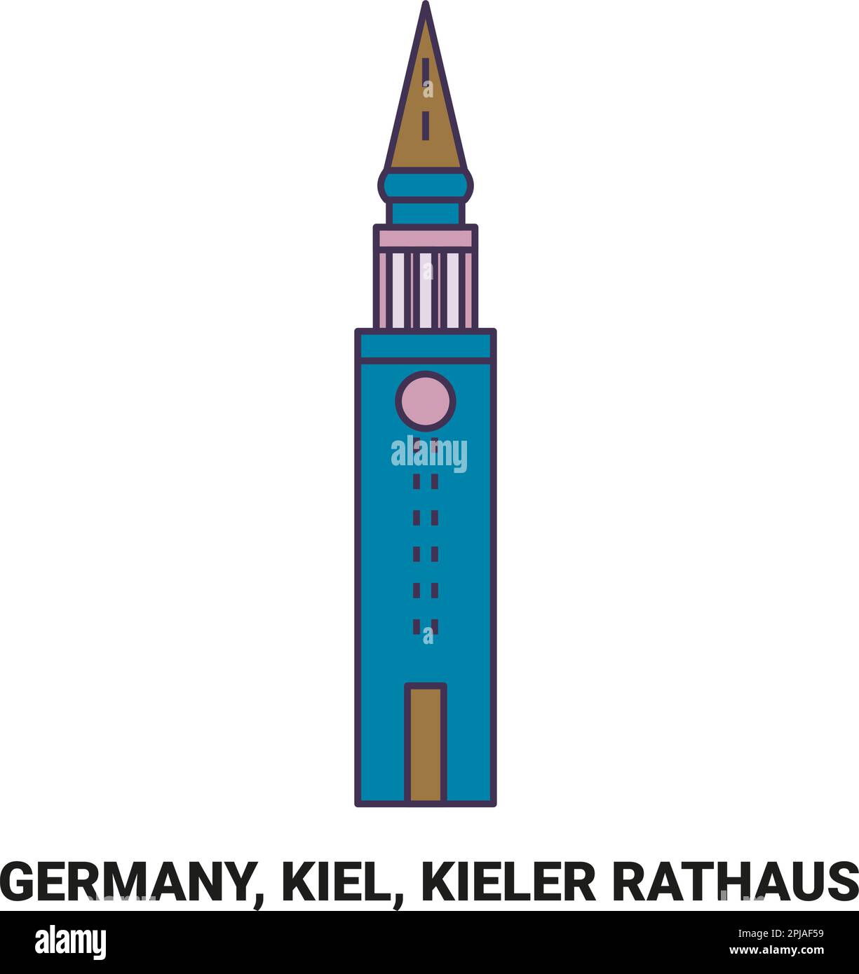 Germany, Kiel, Kieler Rathaus travel landmark vector illustration Stock Vector