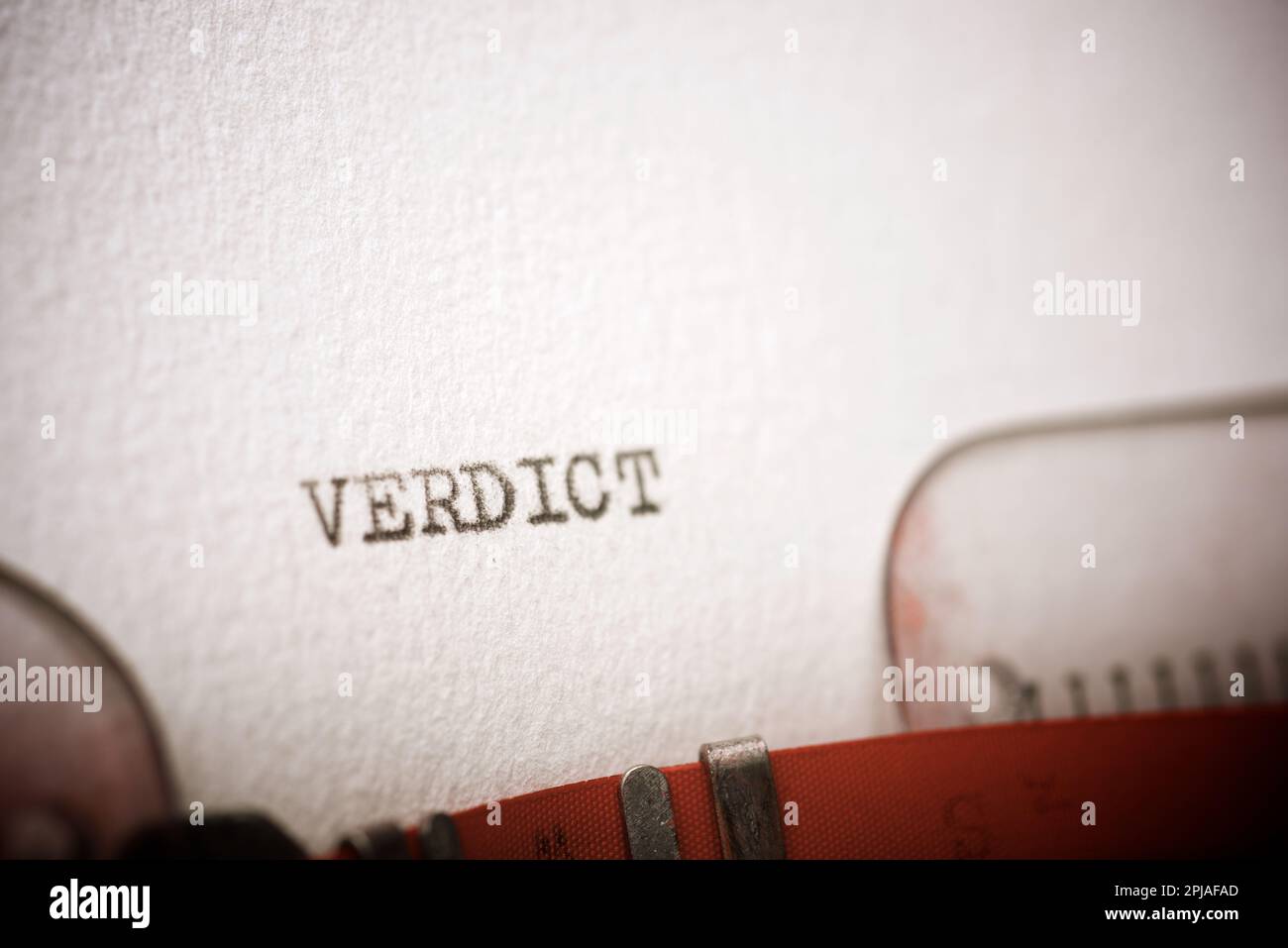 Verdict word written with a typewriter Stock Photo Alamy