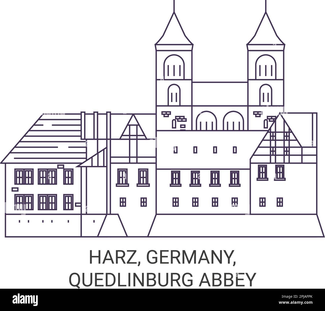 Germany, Harz, Quedlinburg Abbey travel landmark vector illustration Stock Vector