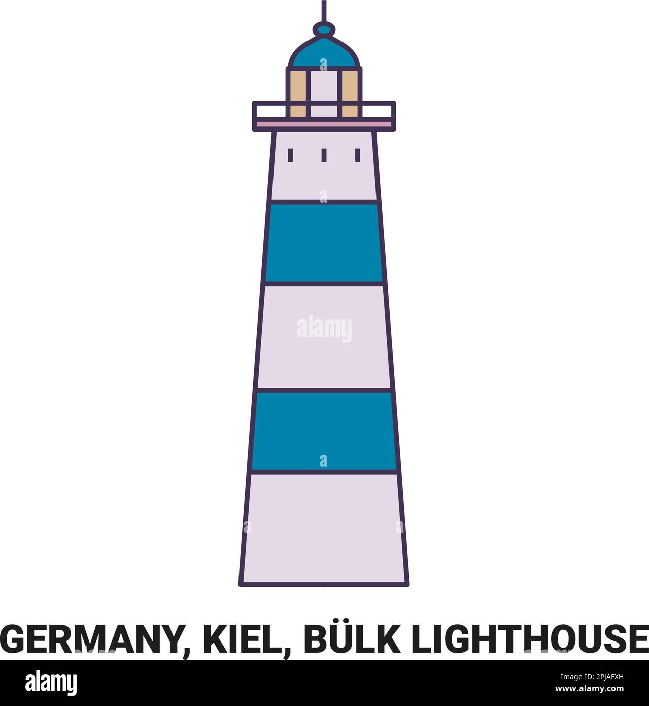 Germany, Kiel, Bulk Lighthouse travel landmark vector illustration Stock Vector
