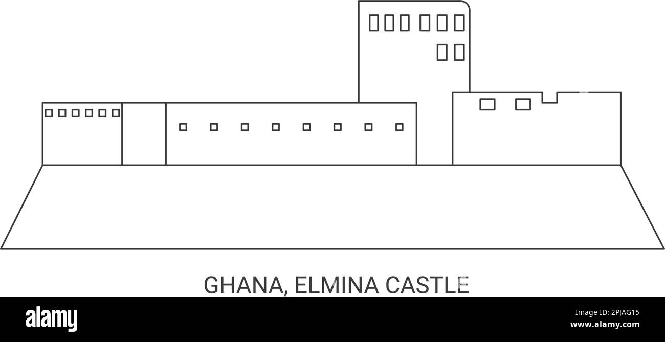 Ghana, Elmina Castle, travel landmark vector illustration Stock Vector