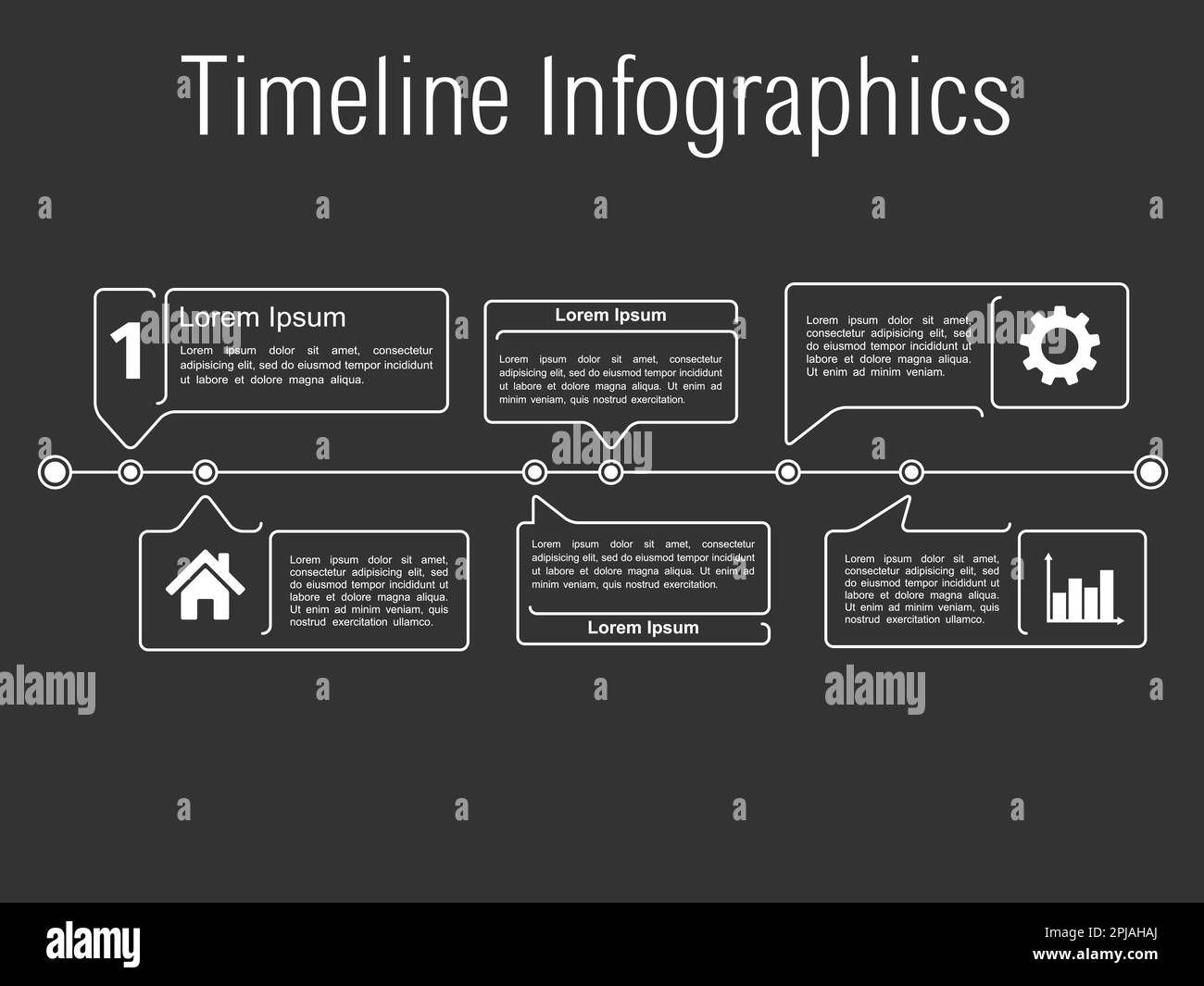 Timeline infographics with line speech bubbles, vector eps10 illustration Stock Vector
