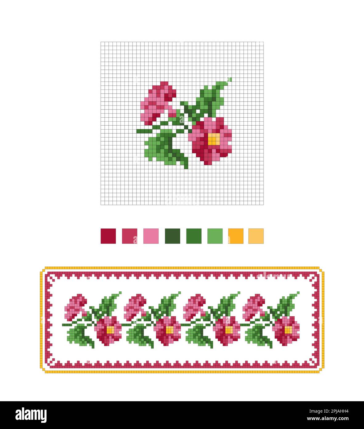 Pattern for floral embroidery. Cross stitch flower Stock Vector Image