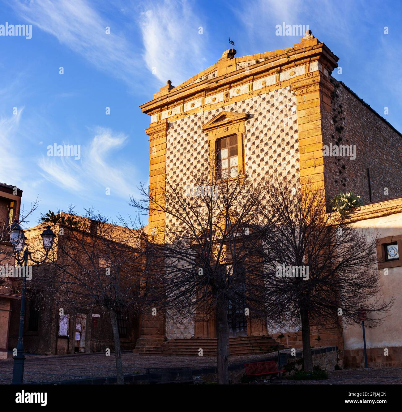 View of the San Domenico church in Aidone at sunset, Sicily Stock Photo