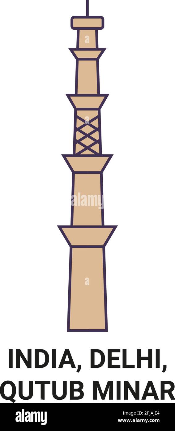 India, Delhi, Qutub Minar, travel landmark vector illustration Stock ...