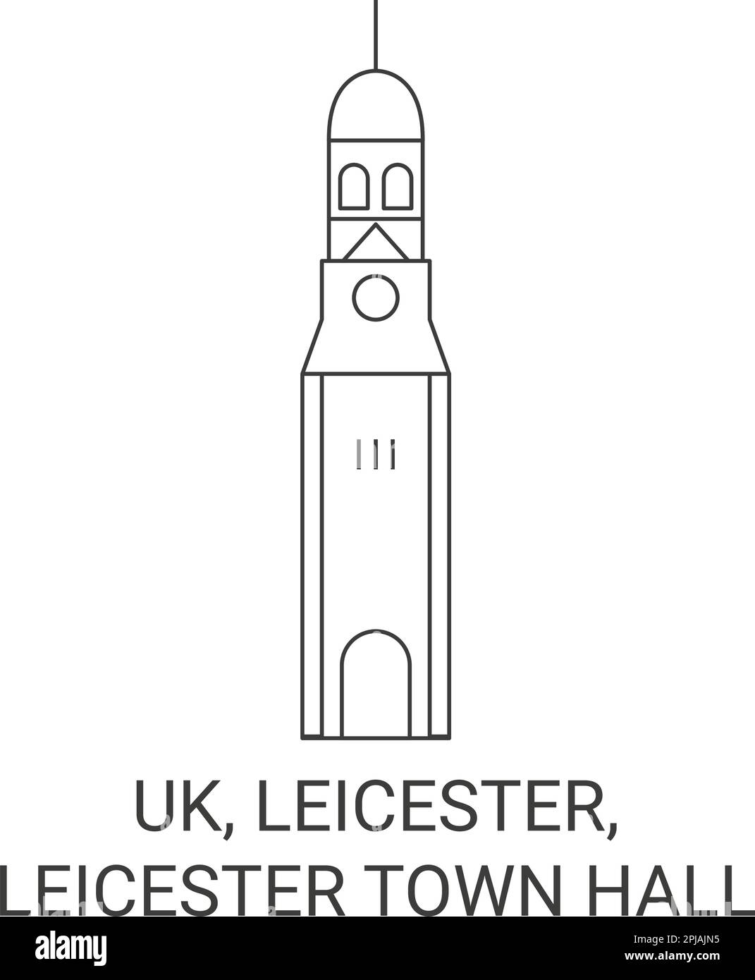 England, Leicester, Leicester Town Hall travel landmark vector illustration Stock Vector