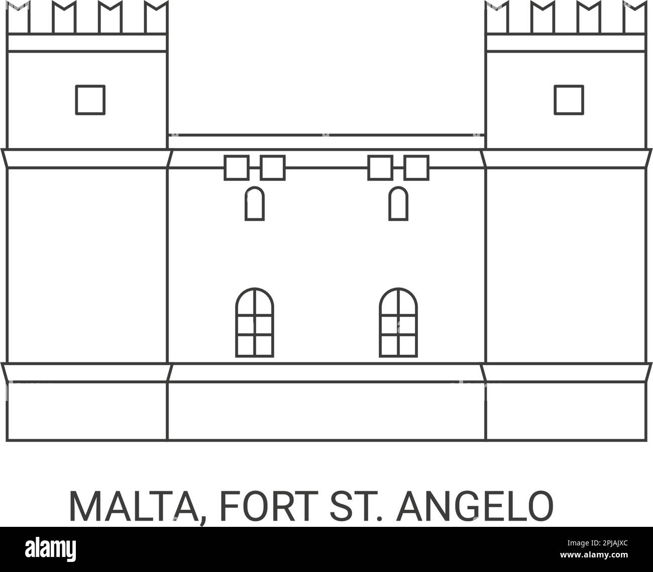Malta, Fort St. Angelo, travel landmark vector illustration Stock Vector