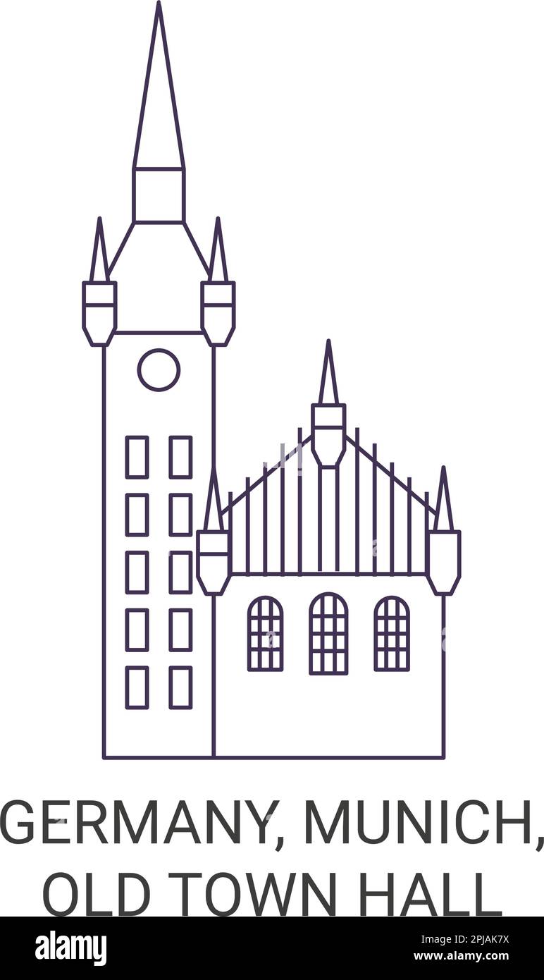 Germany, Munich, Old Town Hall travel landmark vector illustration Stock Vector