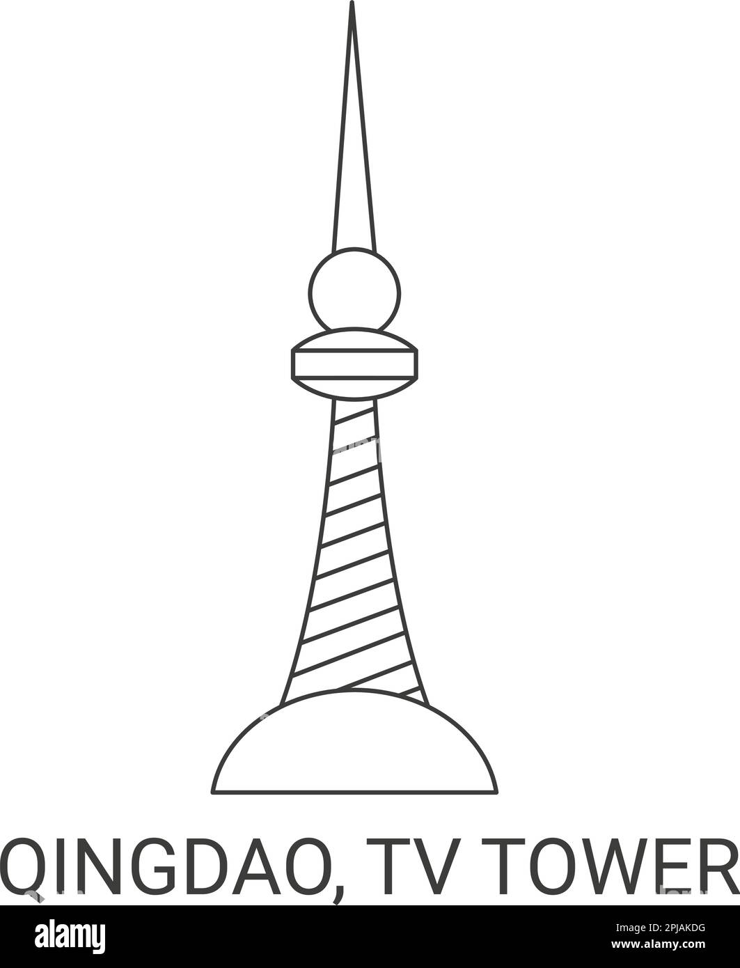 China, Qingdao, Tv Tower, travel landmark vector illustration Stock Vector