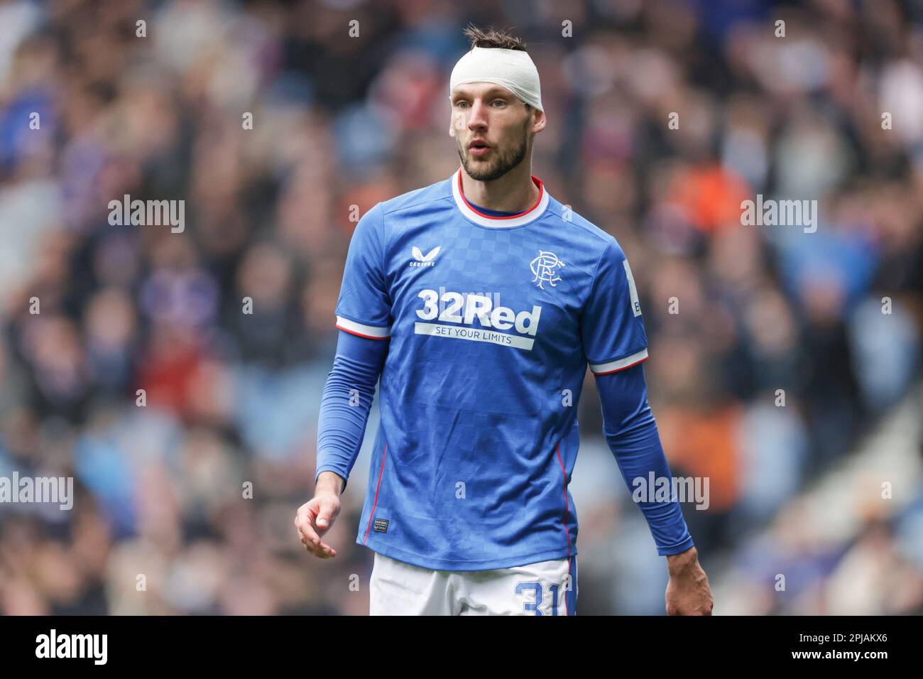 Rangers Borna Barisic during the cinch Premiership match at the Ibrox ...