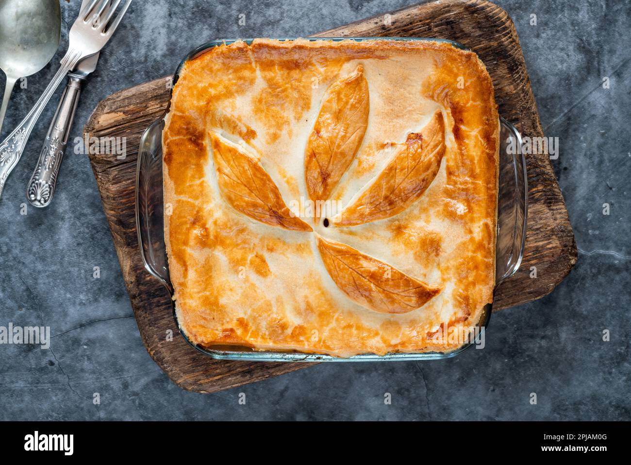 Basque chicken and chorizo pie Stock Photo - Alamy