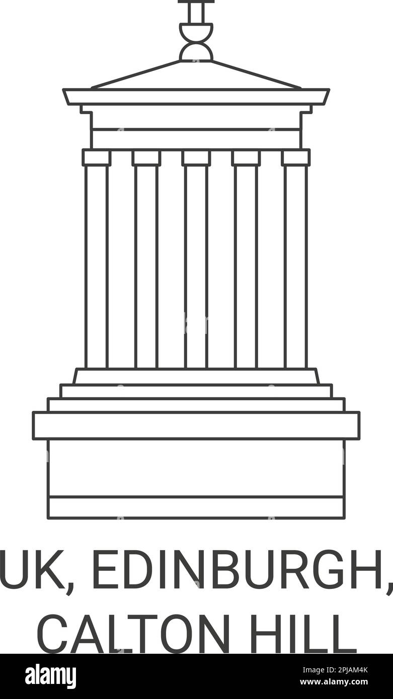 England, Edinburgh, Calton Hill travel landmark vector illustration ...