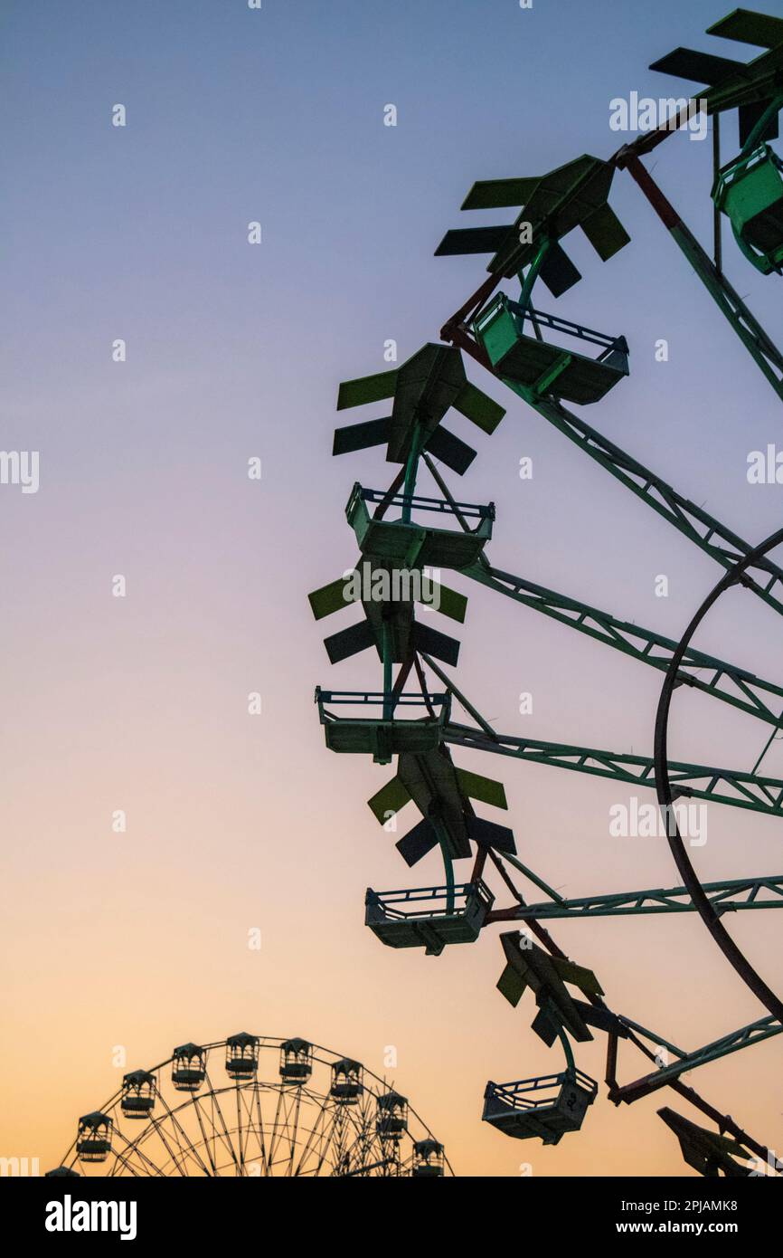 Fairground rides at the Pushkar Camel Fair, Rajasthan, India Stock