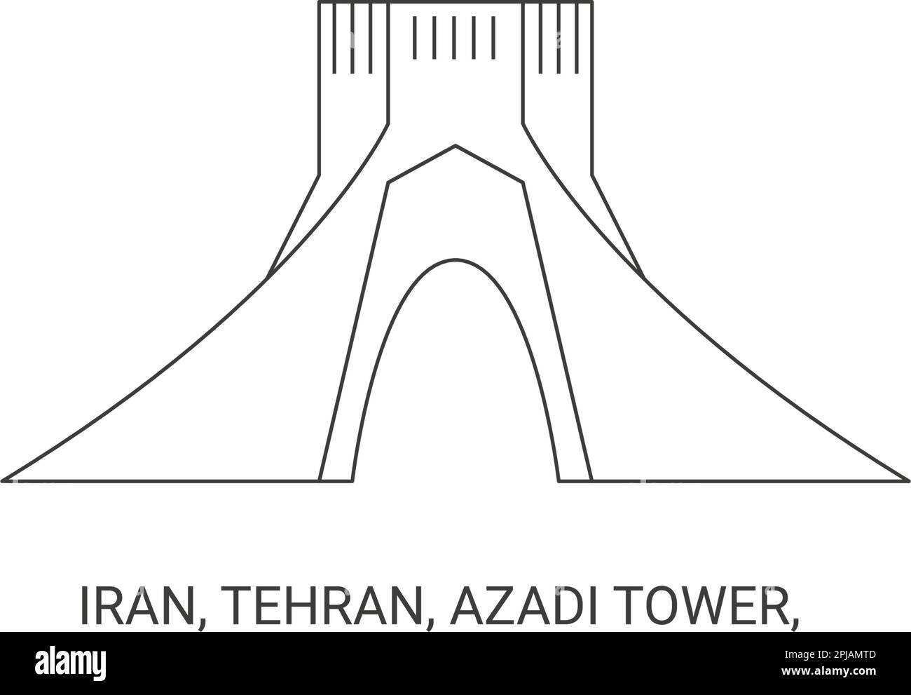 Iran, Tehran, Azadi Tower, travel landmark vector illustration Stock Vector