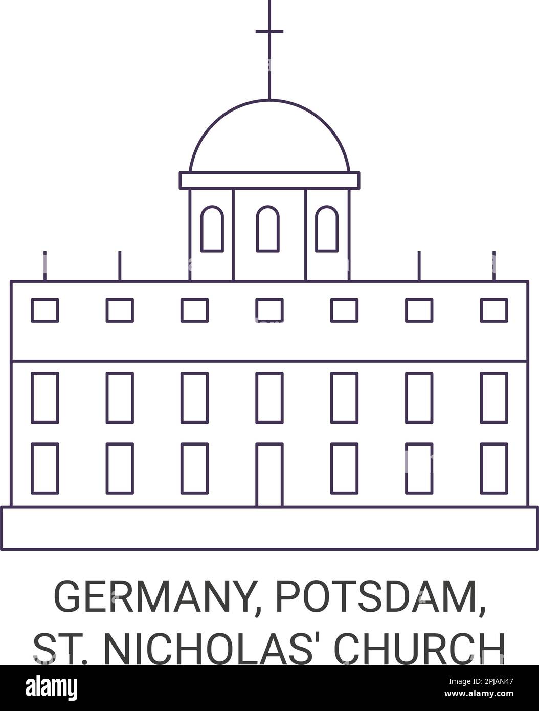 Germany, Potsdam, St. Nicholas' Church travel landmark vector illustration Stock Vector