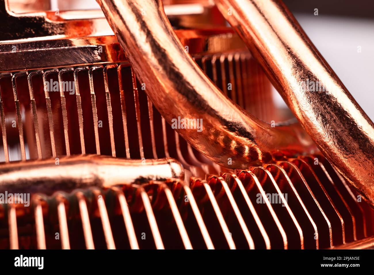 Air cooling system for the CPU. Copper cpu cooler. Stock Photo
