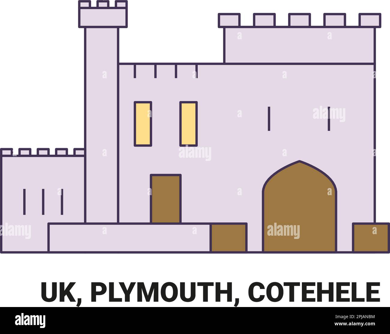 England, Plymouth, Cotehele, travel landmark vector illustration Stock Vector