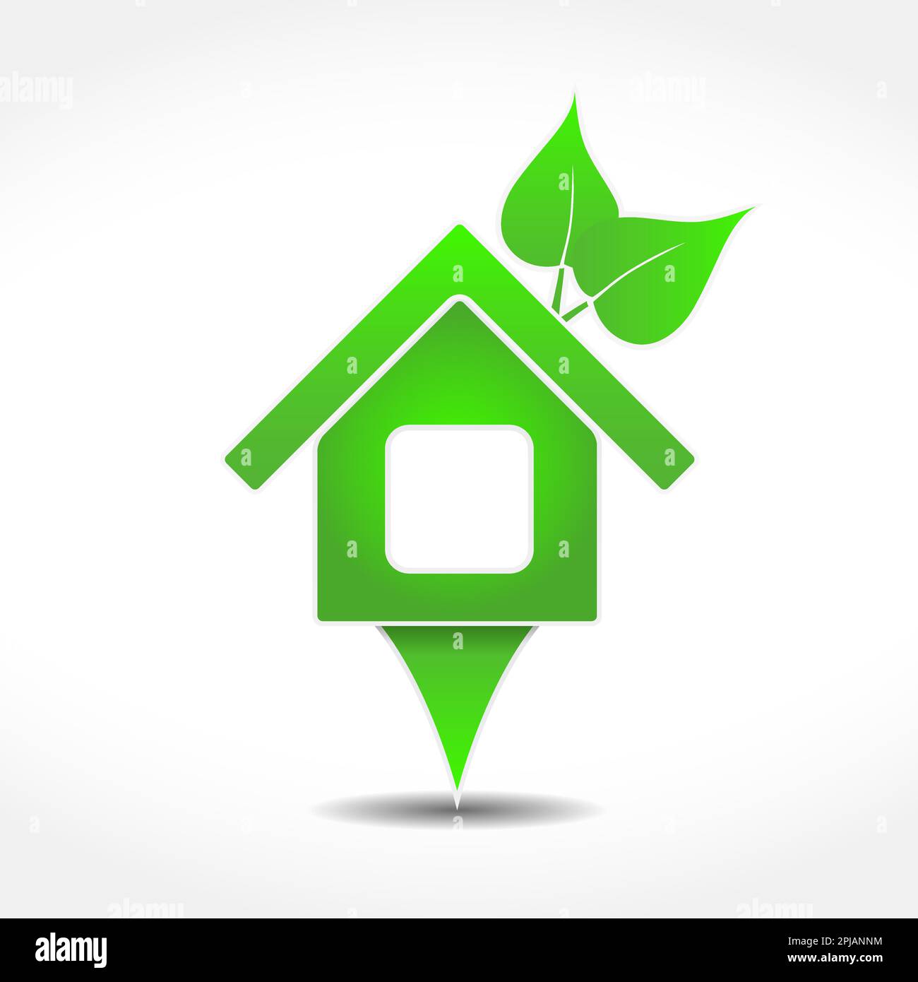 Green eco house icon with leaves, vector eps10 illustration Stock ...