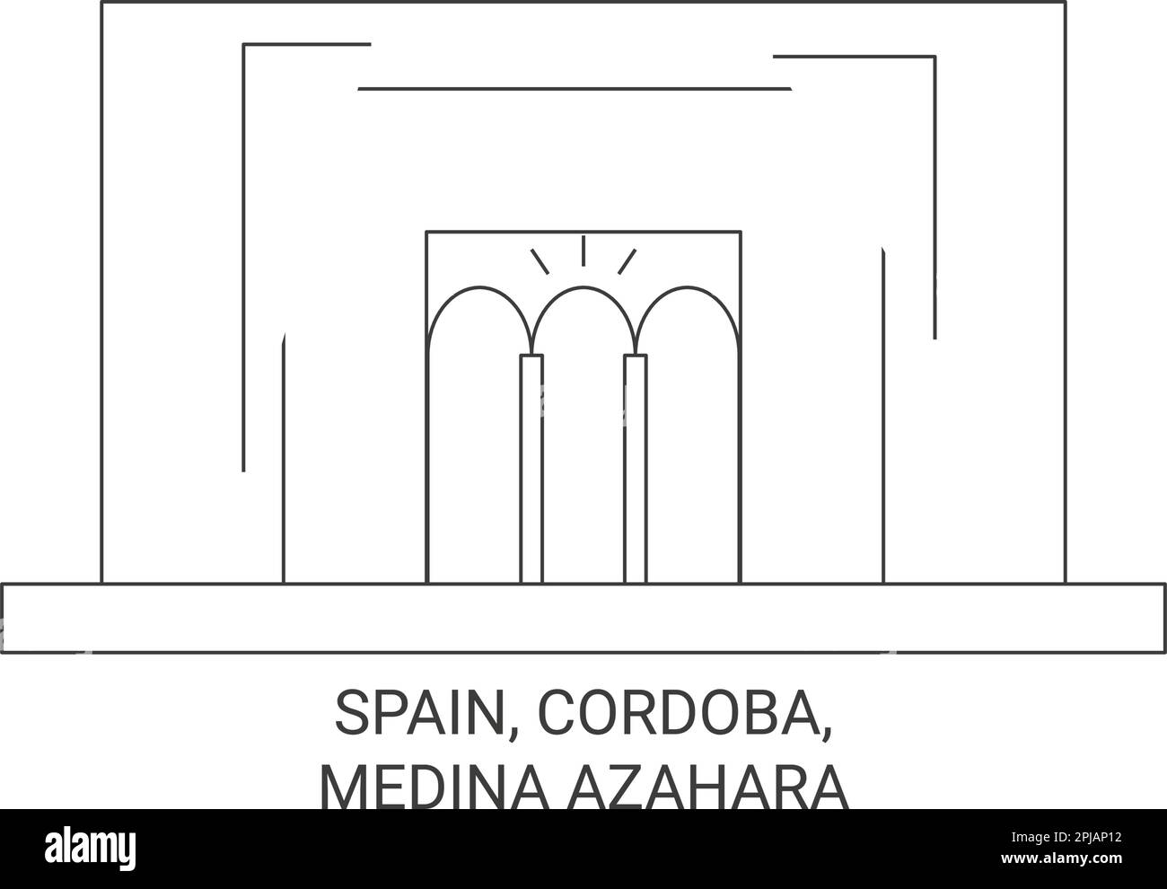 Spain, Cordoba, Medina Azahara travel landmark vector illustration Stock Vector