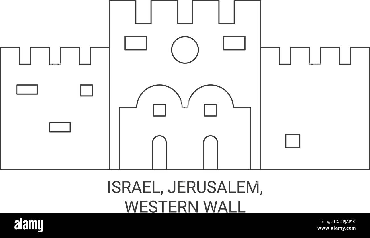 Israel, Jerusalem, Western Wall travel landmark vector illustration